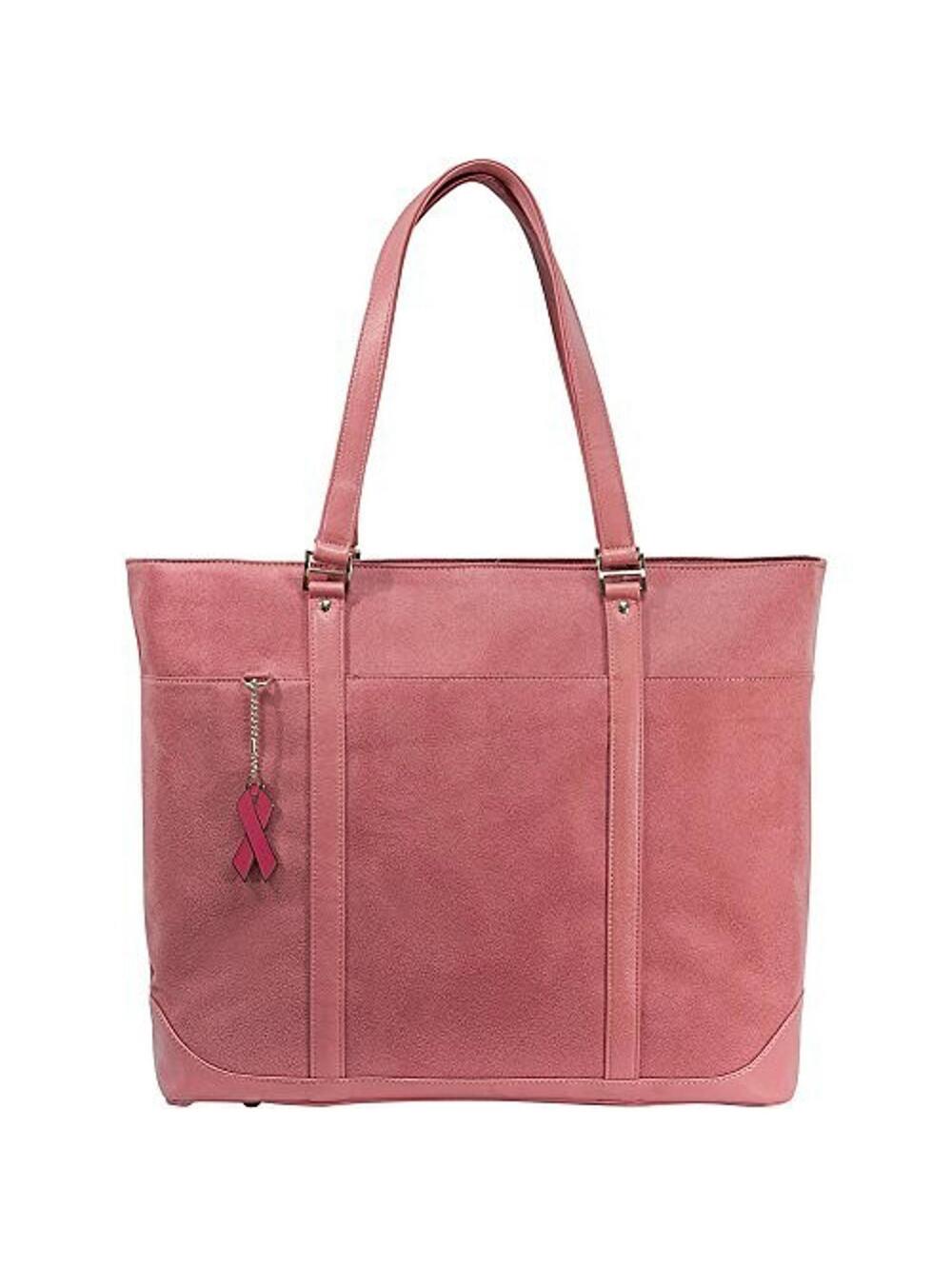 Mobile Edge Breast Cancer Pink Faux Suede Laptop Tote for up to 17"